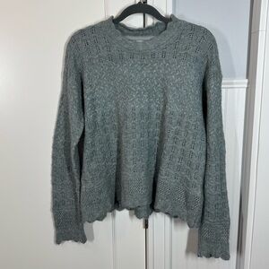 Fat Face Knit Sweater Jumper Alpaca Blend Open Weave Crew Neck Dainty